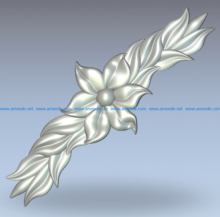 Strip floral leaves stack wood carving file stl for Artcam and Aspire jdpaint free vector art 3d model download for CNC