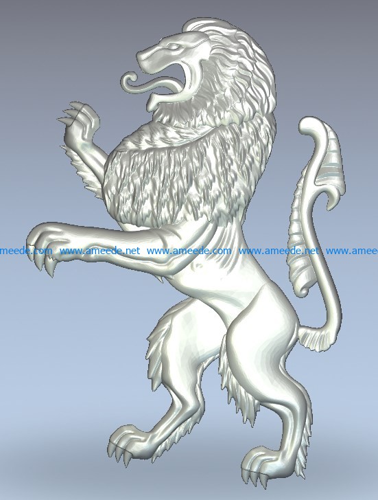 Stylized heraldic lion wood carving file stl for Artcam and Aspire jdpaint free vector art 3d model download for CNC