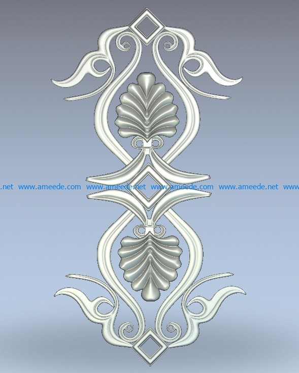 Symmetrical pattern has two leaves wood carving file stl for Artcam and Aspire jdpaint free vector art 3d model download for CNC