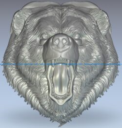 The bear’s head is roaring wood carving file stl for Artcam and Aspire jdpaint free vector art 3d model download for CNC