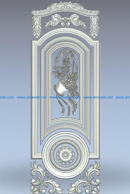 The door has a floral pattern wood carving file stl for Artcam and Aspire jdpaint free vector art 3d model download for CNC
