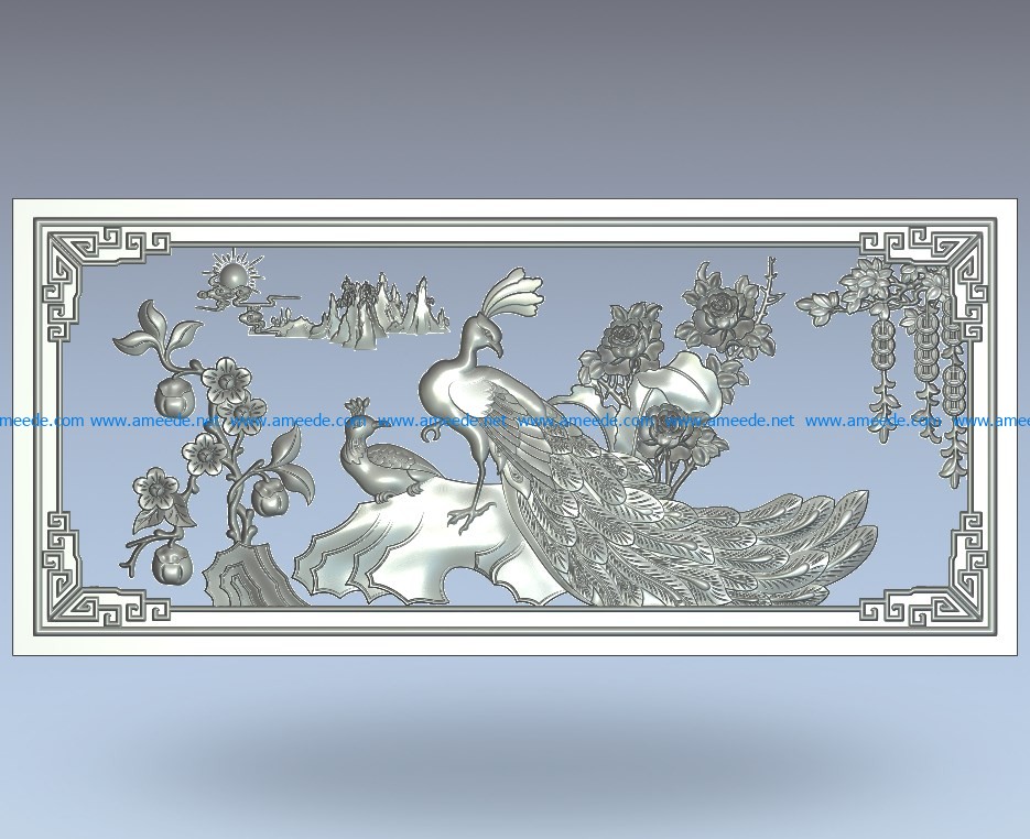 Artcam relief  Peacock 3d STL models for CNC Aspire 
