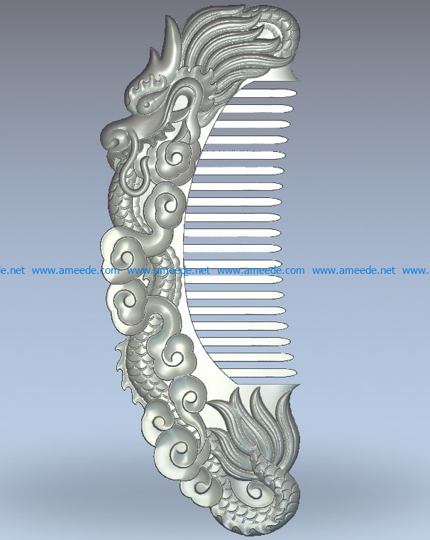 The dragon-shaped comb wood carving file stl for Artcam and Aspire jdpaint free vector art 3d model download for CNC