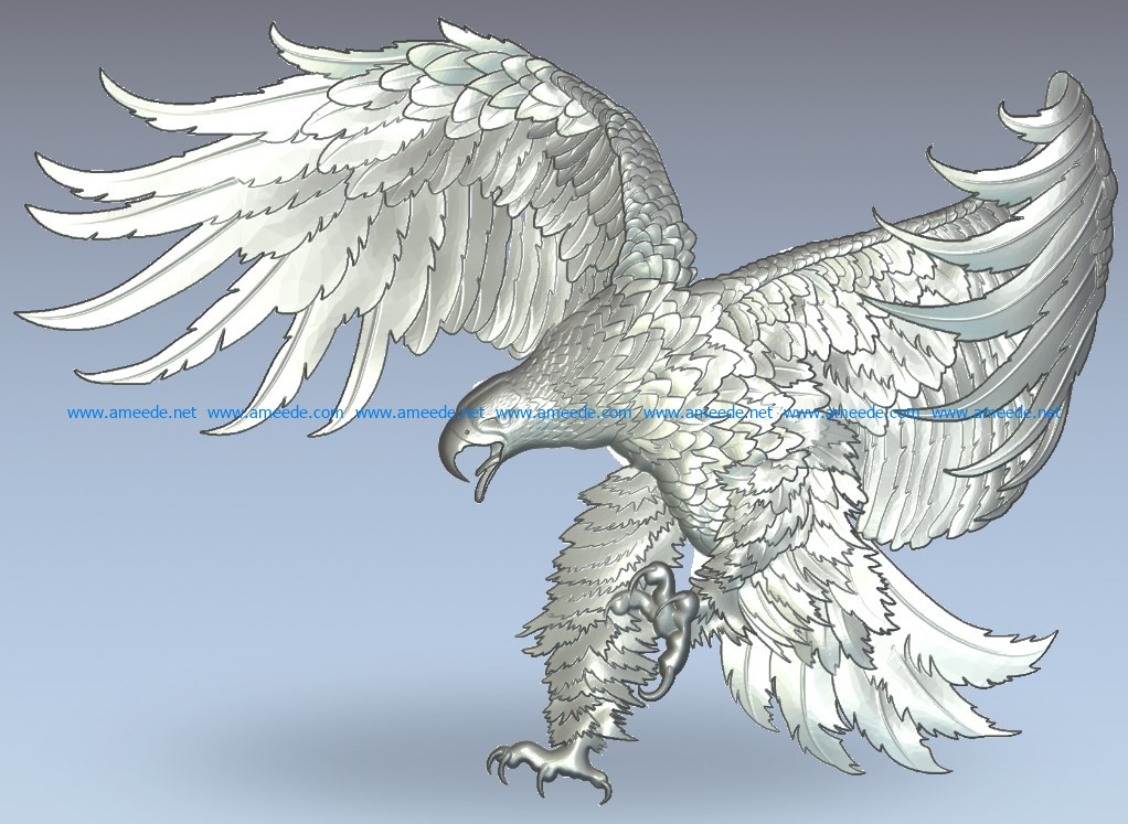 The eagle is descending wood carving file stl for Artcam and Aspire jdpaint free vector art 3d model download for CNC
