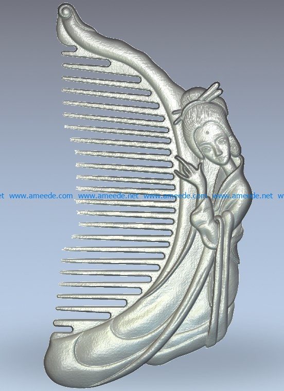 The fairy-shaped comb wood carving file stl for Artcam and Aspire jdpaint free vector art 3d model download for CNC