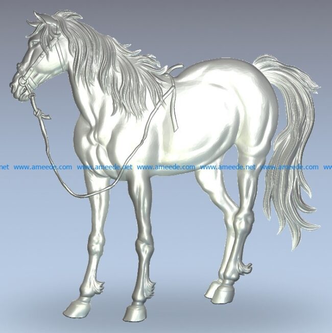 The horse is in the yard wood carving file stl for Artcam and Aspire jdpaint free vector art 3d model download for CNC