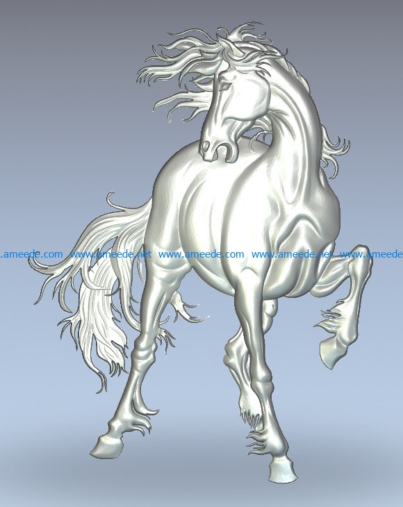 The horse is walking wood carving file stl for Artcam and Aspire jdpaint free vector art 3d model download for CNC