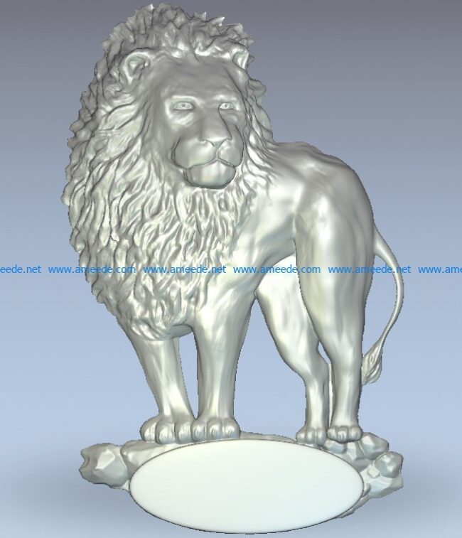 The lion king stands on the ledge wood carving file stl for Artcam and Aspire jdpaint free vector art 3d model download for CNC