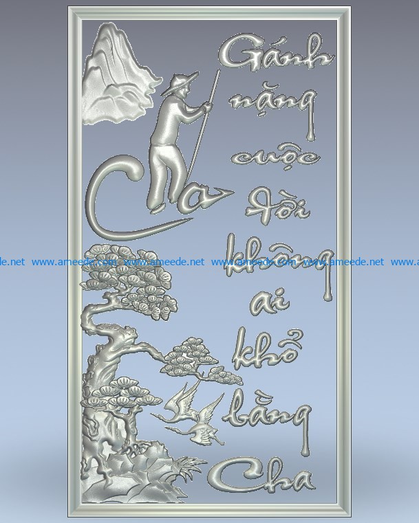 The painting praises the father's love wood carving file stl for Artcam and Aspire jdpaint free vector art 3d model download for CNC