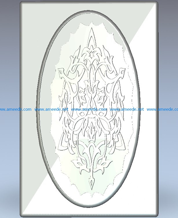 The patterned window in the heart of ellipse wood carving file stl for Artcam and Aspire jdpaint free vector art 3d model download for CNC