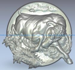 The picture of a bull butting wood carving file stl for Artcam and Aspire jdpaint free vector art 3d model download for CNC