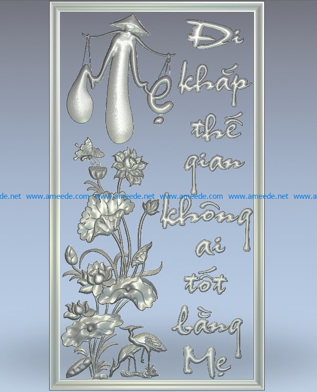 The picture praises the affection of the mother wood carving file stl for Artcam and Aspire jdpaint free vector art 3d model download for CNC