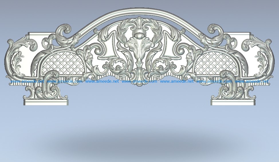 The top of the bed pattern frame is sophisticated with motifs wood carving file stl for Artcam and Aspire jdpaint free vector art 3d model download for CNC