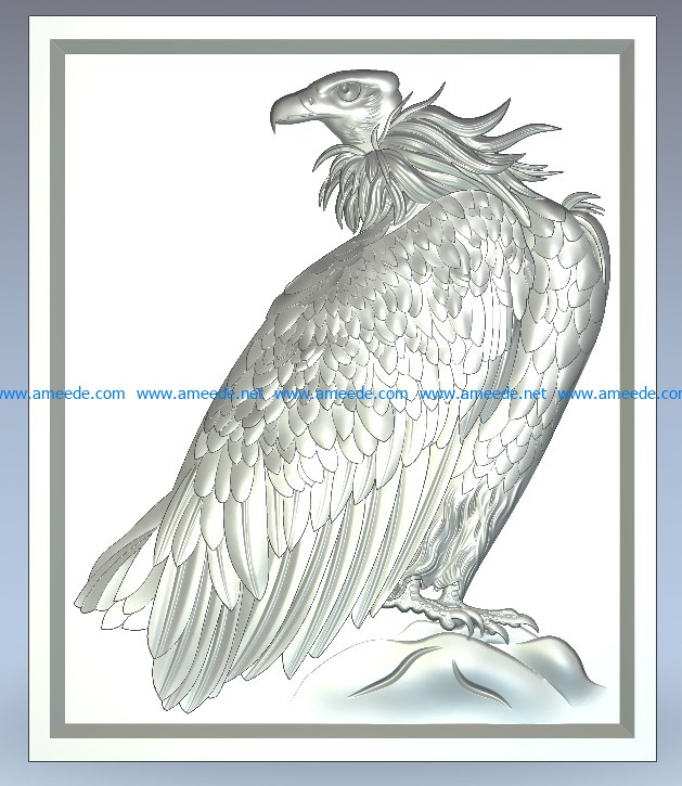 The vulture wood carving file stl for Artcam and Aspire jdpaint free vector art 3d model download for CNC