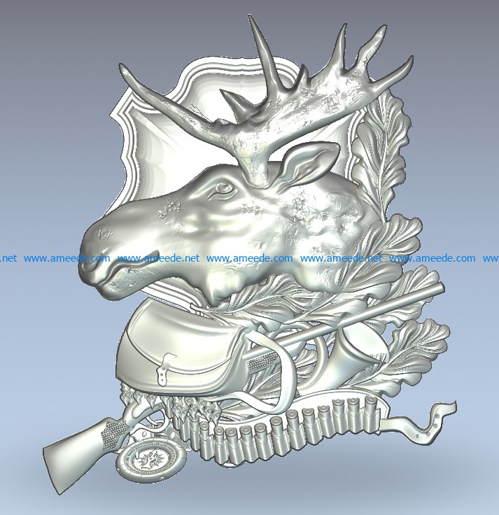 Trophy Elk wood carving file stl for Artcam and Aspire jdpaint free vector art 3d model download for CNC