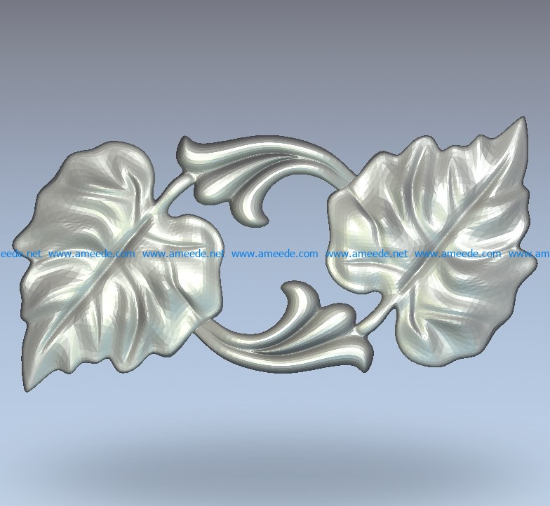 Two leaf pattern wood carving file stl for Artcam and Aspire jdpaint free vector art 3d model download for CNC