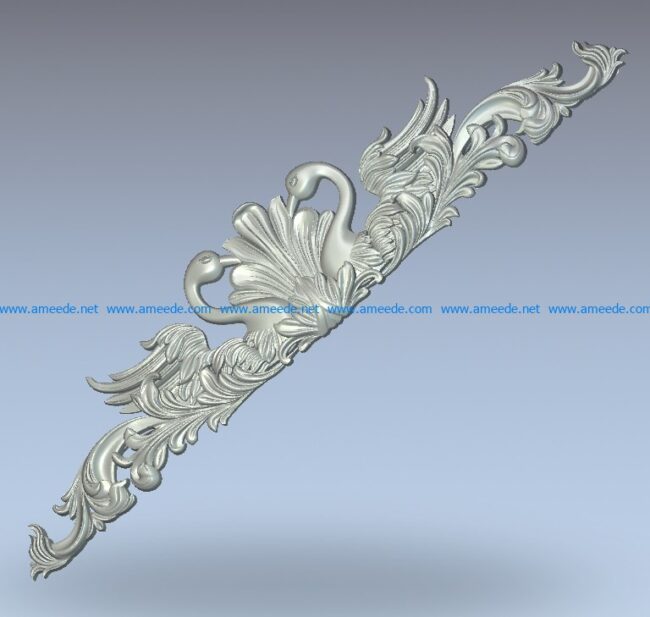 Two swan pattern wood carving file stl for Artcam and Aspire jdpaint free vector art 3d model download for CNC