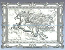 Unicorn wood carving file stl for Artcam and Aspire jdpaint free vector art 3d model download for CNC