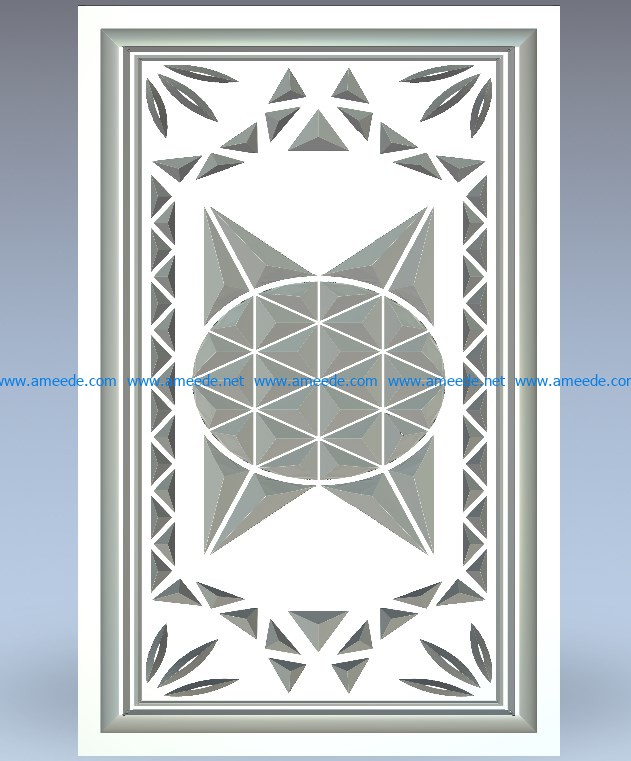 V-bit engraved window pattern wood carving file stl for Artcam and Aspire jdpaint free vector art 3d model download for CNC