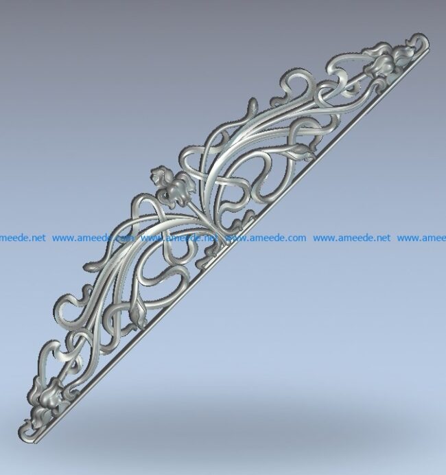 Vines semicircle pattern wood carving file stl for Artcam and Aspire jdpaint free vector art 3d model download for CNC