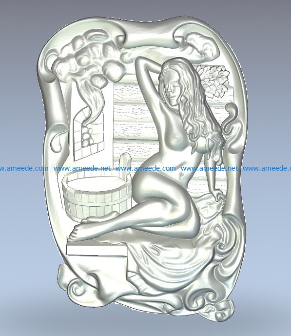 Virgo in the bath wood carving file stl for Artcam and Aspire jdpaint free vector art 3d model download for CNC