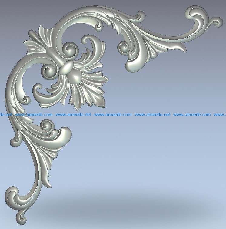 Wavy corner decorative pattern wood carving file stl for Artcam and Aspire jdpaint free vector art 3d model download for CNC