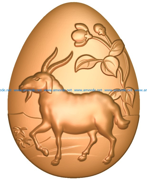 A goat-shaped egg A002723 wood carving file stl for Artcam and Aspire jdpaint free vector art 3d model download for CNC