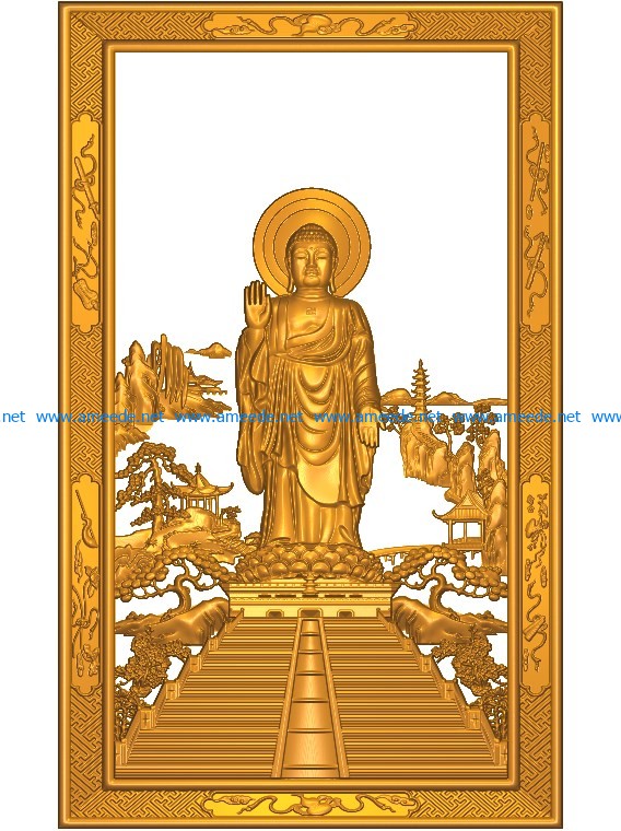 Buddha A002640 wood carving file stl for Artcam and Aspire jdpaint free vector art 3d model download for CNC