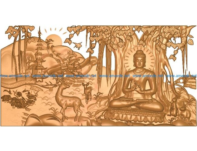 Buddha painting A002642 wood carving file stl for Artcam and Aspire jdpaint free vector art 3d model download for CNC
