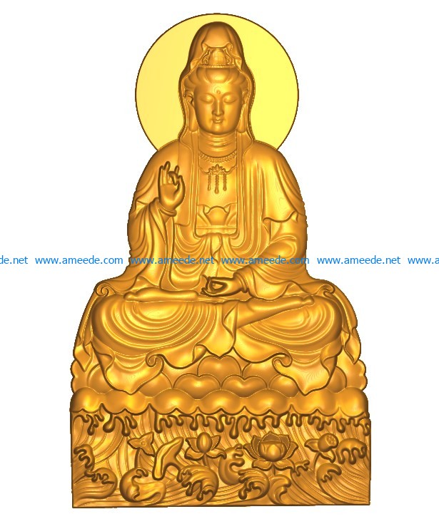 Buddhism Quan Yin A002557 wood carving file stl for Artcam and Aspire jdpaint free vector art 3d model download for CNC