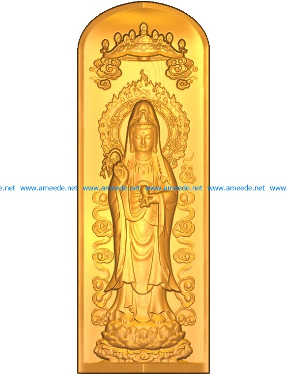 Buddhism Quan Yin A002638 wood carving file stl for Artcam and Aspire jdpaint free vector art 3d model download for CNC