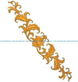 Long pattern flowers A002605 wood carving file stl for Artcam and Aspire jdpaint free vector art 3d model download for CNC