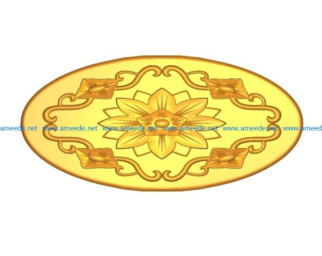 Oval pattern flowers A002608 wood carving file stl for Artcam and Aspire jdpaint free vector art 3d model download for CNC