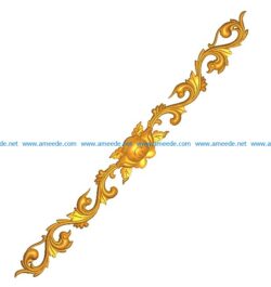 Long pattern flowers A002594 wood carving file stl for Artcam and Aspire jdpaint free vector art 3d model download for CNC