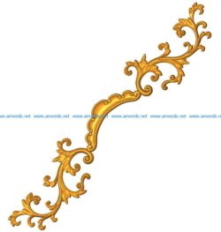 Long pattern flowers A002601 wood carving file stl for Artcam and Aspire jdpaint free vector art 3d model download for CNC