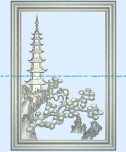 Pen tower painting wood carving file stl for Artcam and Aspire jdpaint free vector art 3d model download for CNC