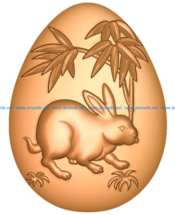 Rabbit-shaped egg A002714 wood carving file stl for Artcam and Aspire jdpaint free vector art 3d model download for CNC