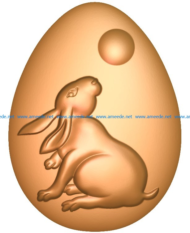 Rabbit-shaped egg A002720 wood carving file stl for Artcam and Aspire jdpaint free vector art 3d model download for CNC