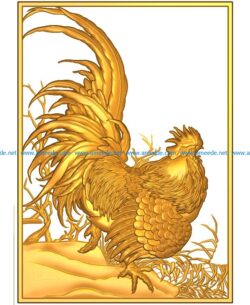 Rooster picture A002566 wood carving file stl for Artcam and Aspire jdpaint free vector art 3d model download for CNC