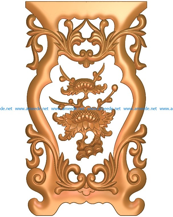Table and chair pattern Chrysanthemum plant A002675 wood carving file stl for Artcam and Aspire jdpaint free vector art 3d model download for CNC