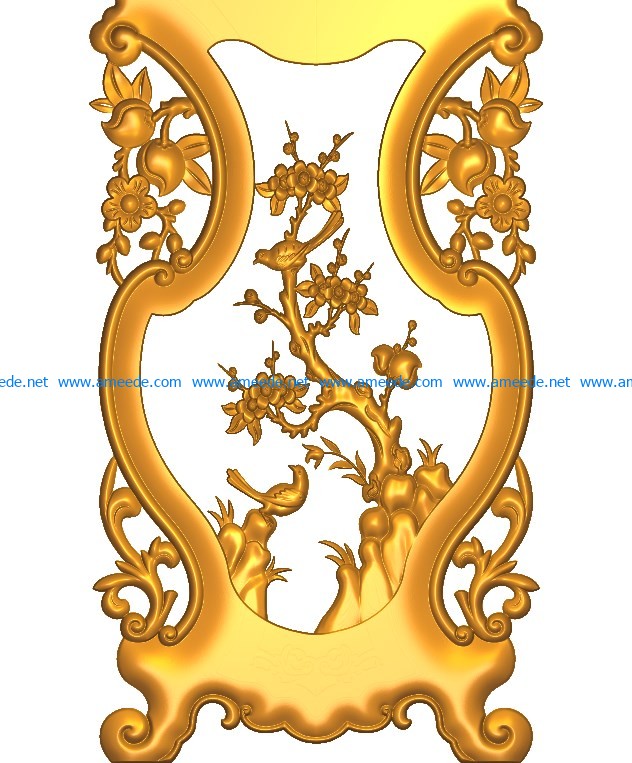 Table and chair pattern peach blossom A002547 wood carving file stl for Artcam and Aspire jdpaint free vector art 3d model download for CNC