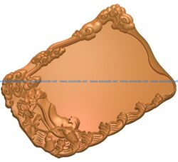 Tea tray Lotus and carp A002695 wood carving file stl for Artcam and Aspire jdpaint free vector art 3d model download for CNC