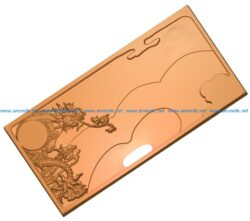 Tea tray dragon A002697 wood carving file stl for Artcam and Aspire jdpaint free vector art 3d model download for CNC