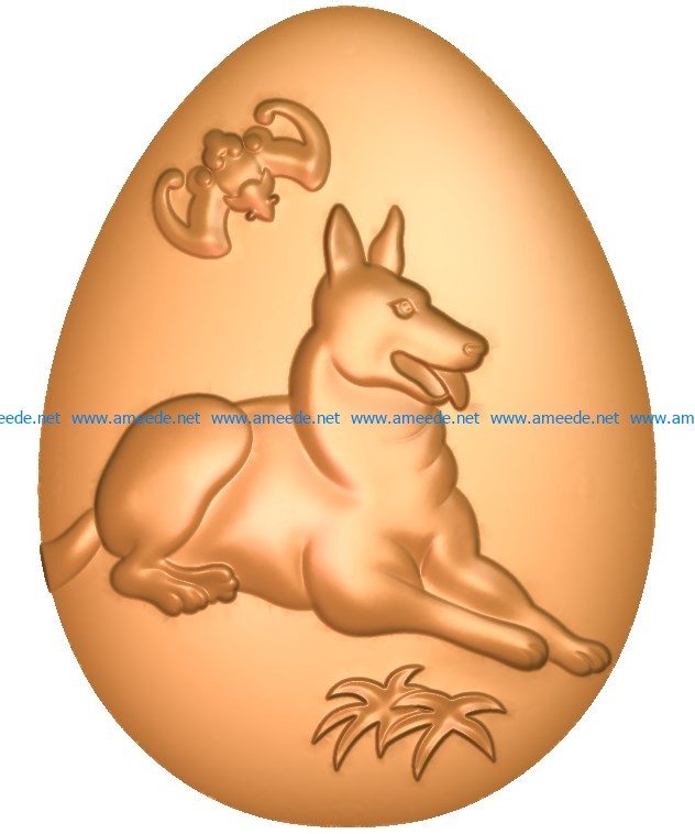The Dog-shaped egg A002716 wood carving file stl for Artcam and Aspire jdpaint free vector art 3d model download for CNC