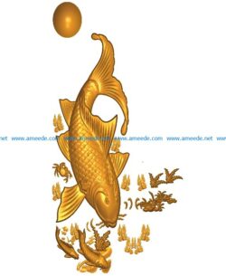 The carp picture A002568 wood carving file stl for Artcam and Aspire jdpaint free vector art 3d model download for CNC