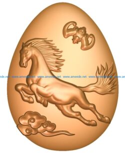 The egg is shaped like a horse A002719 wood carving file stl for Artcam and Aspire jdpaint free vector art 3d model download for CNC