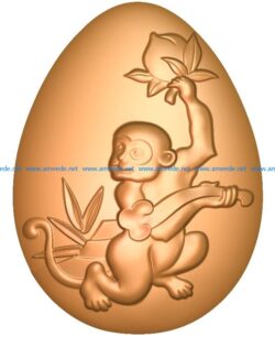 The egg is shaped like a monkey A002722 wood carving file stl for Artcam and Aspire jdpaint free vector art 3d model download for CNC