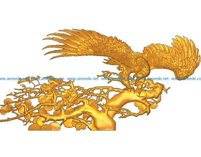 The picture of an eagle spreading its wings A002564 wood carving file stl for Artcam and Aspire jdpaint free vector art 3d model download for CNC