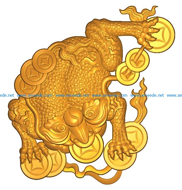 The toad has money A002569 wood carving file stl for Artcam and Aspire jdpaint free vector art 3d model download for CNC