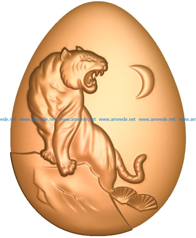 Tiger-shaped egg A002717 wood carving file stl for Artcam and Aspire jdpaint free vector art 3d model download for CNC